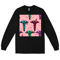 Black Medicine Seamless Pattern Long Sleeve Tee - BundleAndBundleShop