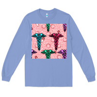 Colony Blue Medicine Seamless Pattern Long Sleeve Tee - BundleAndBundleShop