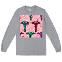 Heather Grey Medicine Seamless Pattern Long Sleeve Tee - BundleAndBundleShop