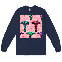 Navy Medicine Seamless Pattern Long Sleeve Tee - BundleAndBundleShop