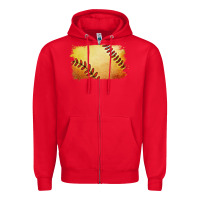 Red softball brushstroke Zipper Hoodie - Jasminsmagicworld