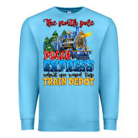 Ocean Blue thr north pole polar express admit one round trip Premium Sweatshirt - MaliasSmallBusiness