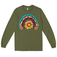 Army Green rainbow sunflower Long Sleeve Tee - AdoDesignShop