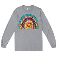 Heather Grey rainbow sunflower Long Sleeve Tee - AdoDesignShop