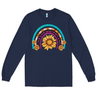 Navy rainbow sunflower Long Sleeve Tee - AdoDesignShop
