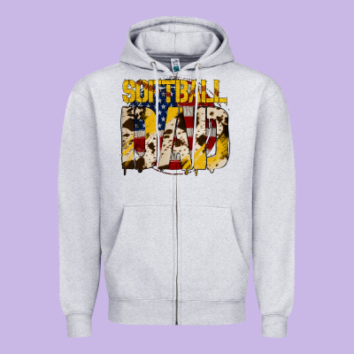 Softball Dad Zipper Hoodie Designed By Jasminsmagicworld
