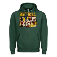 Sports Green softball dad Zipper Hoodie - Jasminsmagicworld
