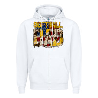 White softball dad Zipper Hoodie - Jasminsmagicworld