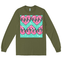 Army Green Nursing Heart Seamless Pattern Long Sleeve Tee - BundleAndBundleShop