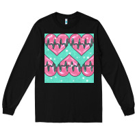 Black Nursing Heart Seamless Pattern Long Sleeve Tee - BundleAndBundleShop