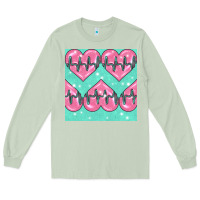 Matcha Nursing Heart Seamless Pattern Long Sleeve Tee - BundleAndBundleShop