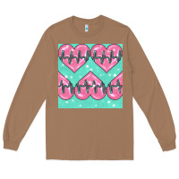Toasted Coconut Nursing Heart Seamless Pattern Long Sleeve Tee - BundleAndBundleShop