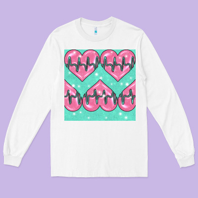 Nursing Heart Seamless Pattern Long Sleeve Tee Designed By Bundleandbundleshop