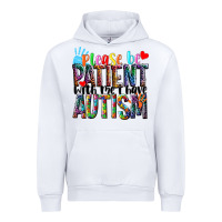 White Please be patient with me i have Autism Urban Hoodie - NancyCooperArtShop