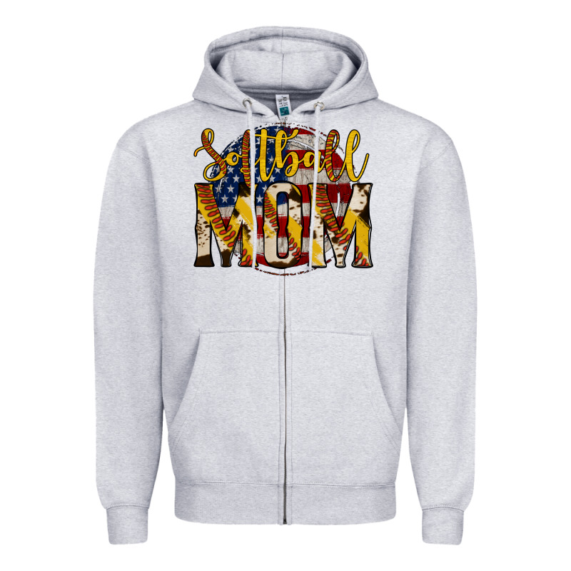 Softball Mom Zipper Hoodie by Jasminsmagicworld | Teevron