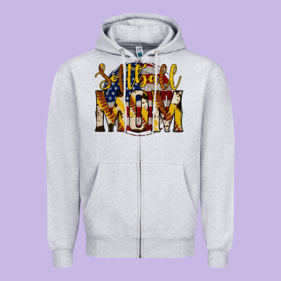 Softball Mom Zipper Hoodie Designed By Jasminsmagicworld