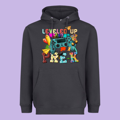 Leveled Up Pre K Heavyweight Hoodie Designed By Nancycooperartshop