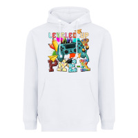 White leveled up pre k Heavyweight Hoodie - NancyCooperArtShop