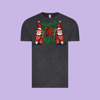 Naughty Or Nice Christmas Elfs Vintage Tee Designed By Fadigitalartstudio