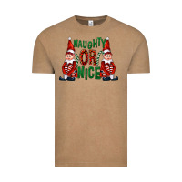 Vintage Coffee Naughty or nice christmas elfs Vintage Tee - FaDigitalArtStudio