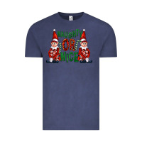 Vintage Denim Naughty or nice christmas elfs Vintage Tee - FaDigitalArtStudio