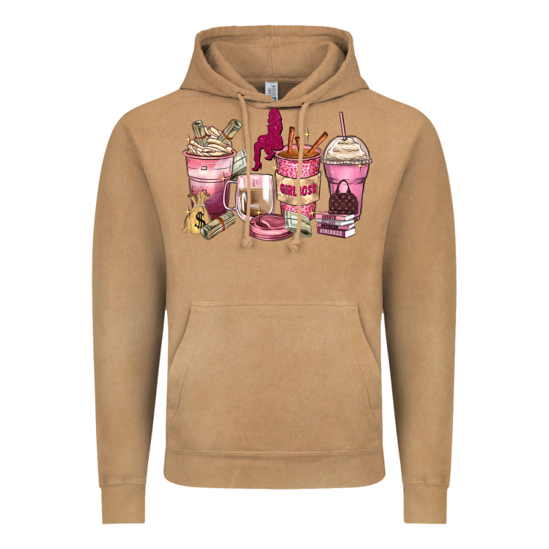 Girl Boss Coffee Cups Vintage Hoodie by Zillion Design Studio | Teevron