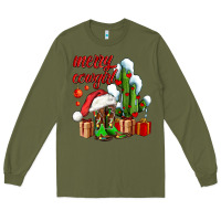 Army Green merry cowgirl  boots and cactus with gifts Long Sleeve Tee - AdoDesignShop