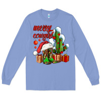 Colony Blue merry cowgirl  boots and cactus with gifts Long Sleeve Tee - AdoDesignShop