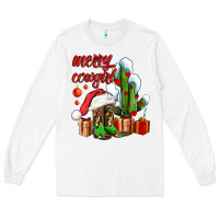 White merry cowgirl  boots and cactus with gifts Long Sleeve Tee - AdoDesignShop