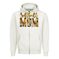 Oatmeal Heather softball mom Zipper Hoodie - Jasminsmagicworld