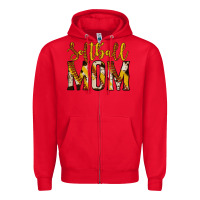 Red softball mom Zipper Hoodie - Jasminsmagicworld