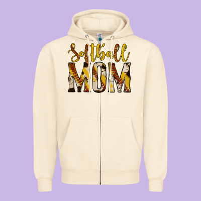 Softball Mom Zipper Hoodie Designed By Jasminsmagicworld