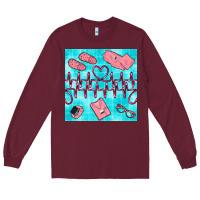 Burgundy nurse heart beat seamless pattern Long Sleeve Tee - BundleAndBundleShop