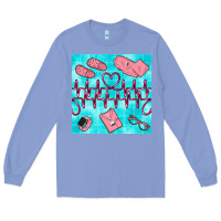 Colony Blue nurse heart beat seamless pattern Long Sleeve Tee - BundleAndBundleShop