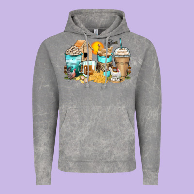 Chicken Coffee Cups Vintage Hoodie Designed By Zillion Design Studio