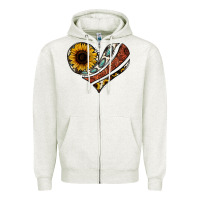 Western Sunflower Cowhide  Heart Zipper Hoodie | Teevron