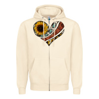 Sandshell western sunflower cowhide  heart Zipper Hoodie - Jasminsmagicworld