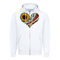 White western sunflower cowhide  heart Zipper Hoodie - Jasminsmagicworld