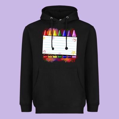 Crayons Add Your Text Heavyweight Hoodie Designed By Nancycooperartshop