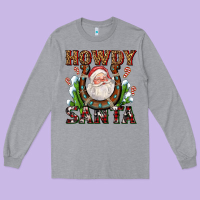 Howdy Santa Long Sleeve Tee Designed By Adodesignshop
