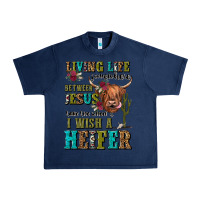 Navy living life somewhere between jesus take the wheel Urban Heavy Tee - JahusDesignShop