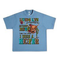 Pebble Blue living life somewhere between jesus take the wheel Urban Heavy Tee - JahusDesignShop