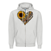 Dove Grey western sunflower leopard cowhide heart Zipper Hoodie - Jasminsmagicworld