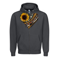 Smoke western sunflower leopard cowhide heart Zipper Hoodie - Jasminsmagicworld