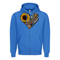 True Royal western sunflower leopard cowhide heart Zipper Hoodie - Jasminsmagicworld