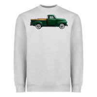Heather Grey western green truck right side view 1 Heavyweight Sweatshirt - FaDigitalArtStudio