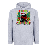 Heather Grey meowy christmas black cat Heavyweight Hoodie - MaliasSmallBusiness