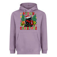 Lavender meowy christmas black cat Heavyweight Hoodie - MaliasSmallBusiness