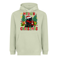 Matcha meowy christmas black cat Heavyweight Hoodie - MaliasSmallBusiness