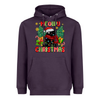 Plum meowy christmas black cat Heavyweight Hoodie - MaliasSmallBusiness